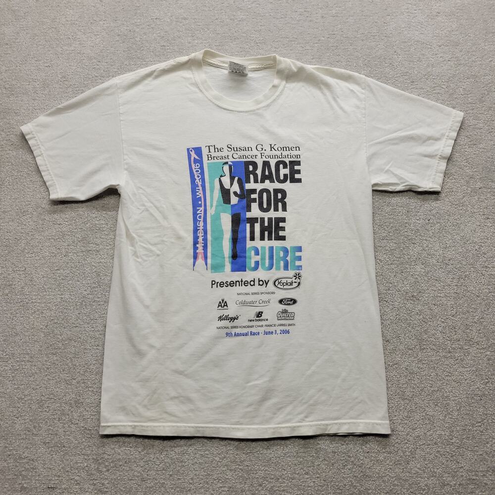 Vintage 2006 Susan G Komen Race Cure Running T Shirt Madison WI Runner Event M